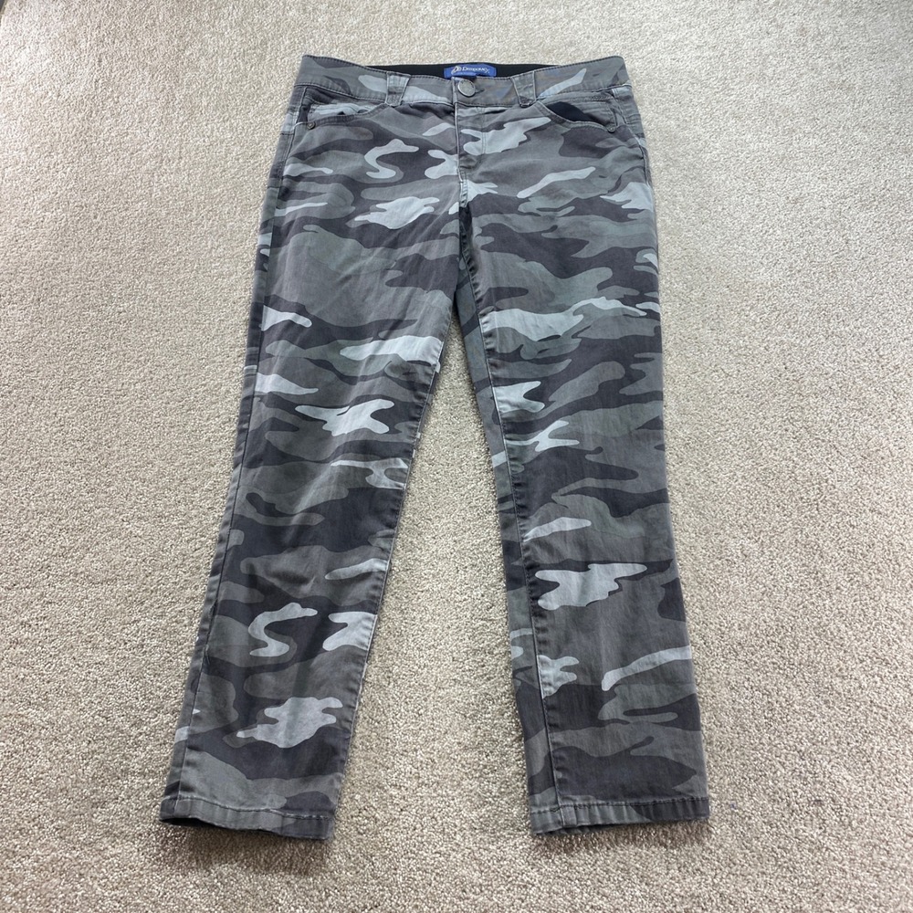 Democracy Ab"solution Pants Womens 10 Gray Camo Stretch Ankle Slimming